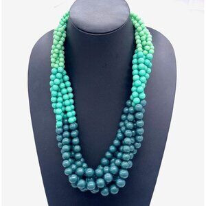 Multistrand Layered Beaded Statement Necklace Multicolor 26 Inches